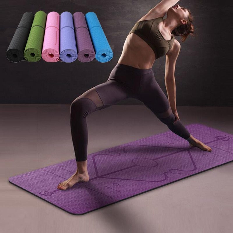 Non-Slip TPE Yoga Mat with Alignment Lines