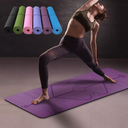 Non-Slip TPE Yoga Mat with Alignment Lines